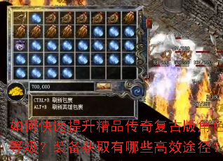 如何快速提升精品传奇复古版角色等级?装备获取有哪些高效途径? 如何快速提升精品传奇复古版角色等级?装备获取有哪些高效途径?