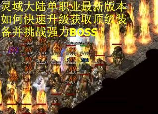 灵域大陆单职业最新版本如何快速升级获取顶级装备并挑战强力BOSS？